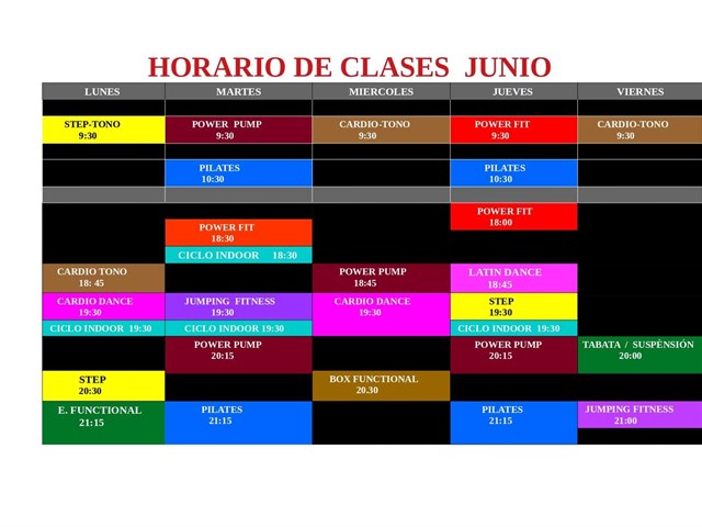HORARIO CLASES JUNIO 2021