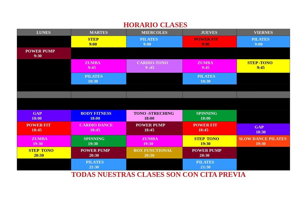 HORARIO CLASES OCTUBRE