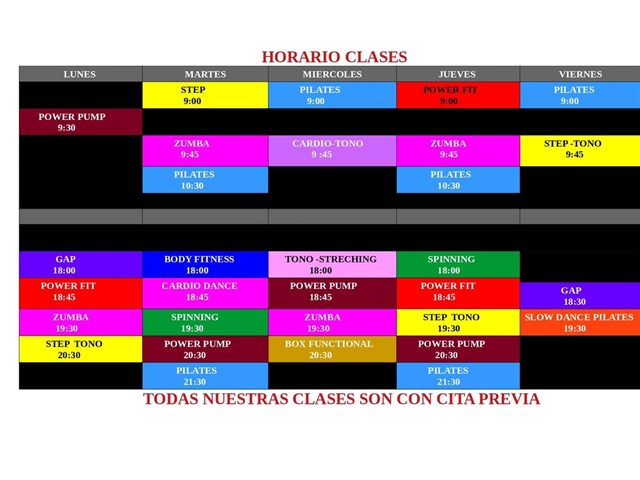 HORARIO CLASES OCTUBRE