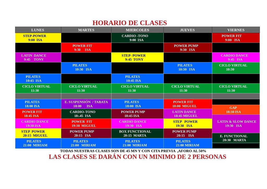 HORARIO DE CLASES ENERO 2021