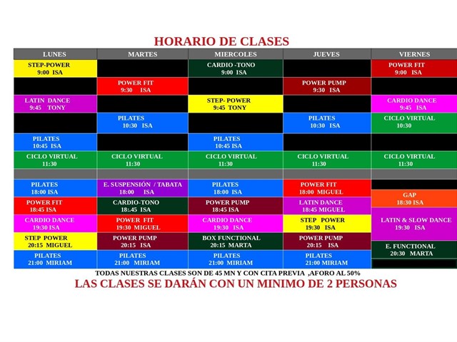 HORARIO DE CLASES ENERO 2021